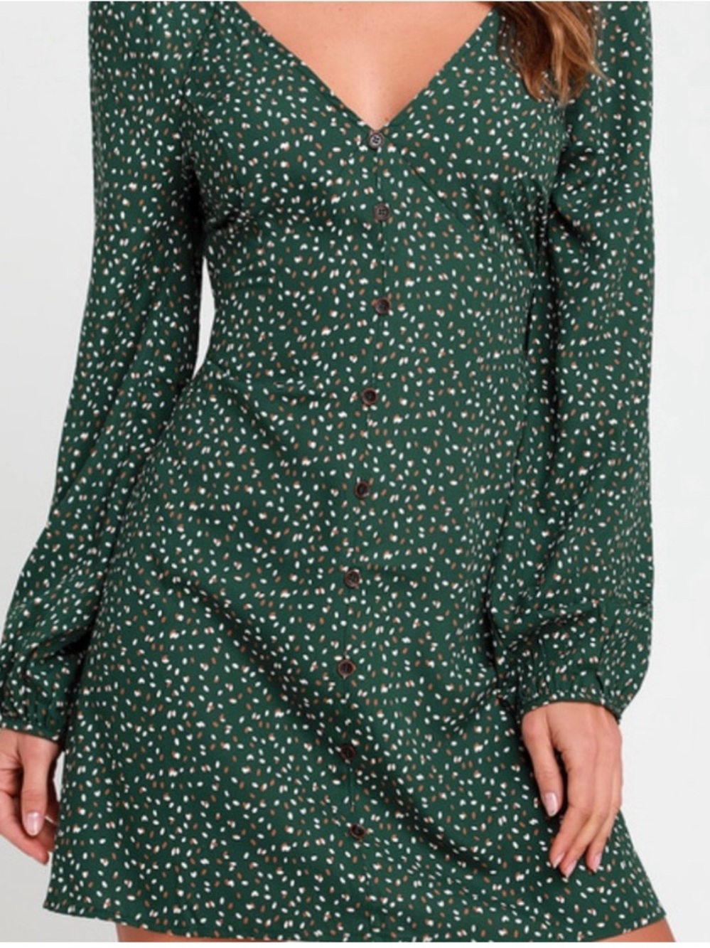 Le Lis Green Spotted Open Tie Back Mini Dress Large